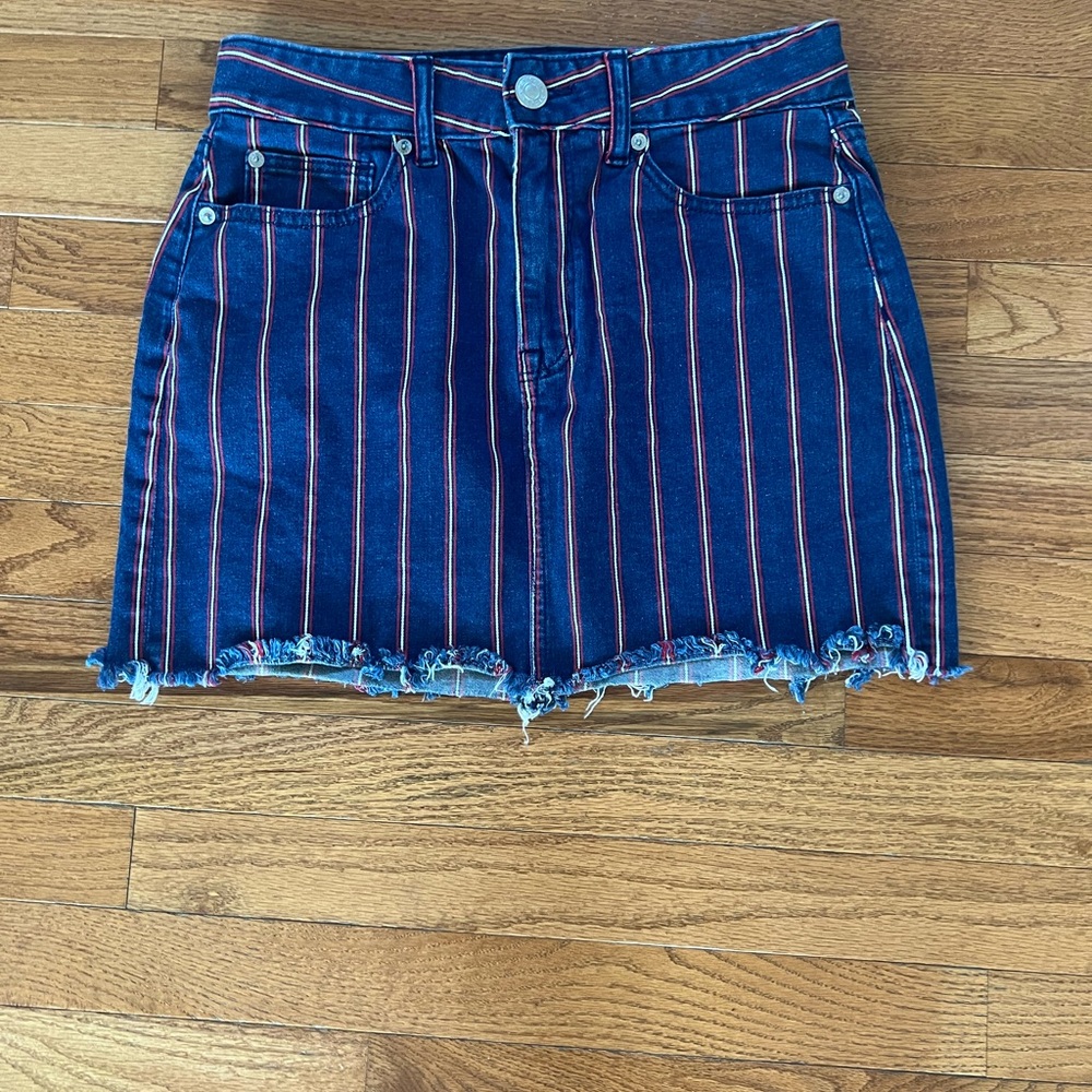 American Eagle Outfitters Denim Skirt with Red Accents
